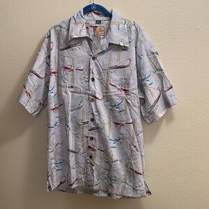 Vintage Airplanes Aviator Button Up Shirt Men’s Large New Aviation Simply Shirts